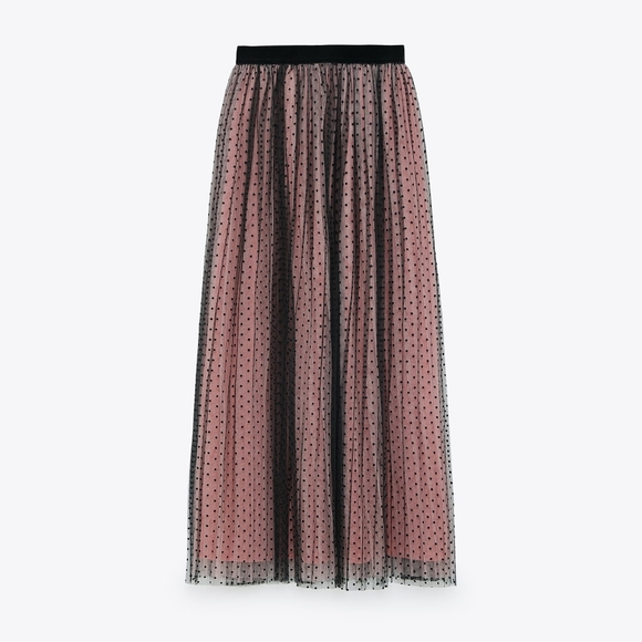 Contrasting Dotted Mesh Skirt - Zara - Picture 1 of 3